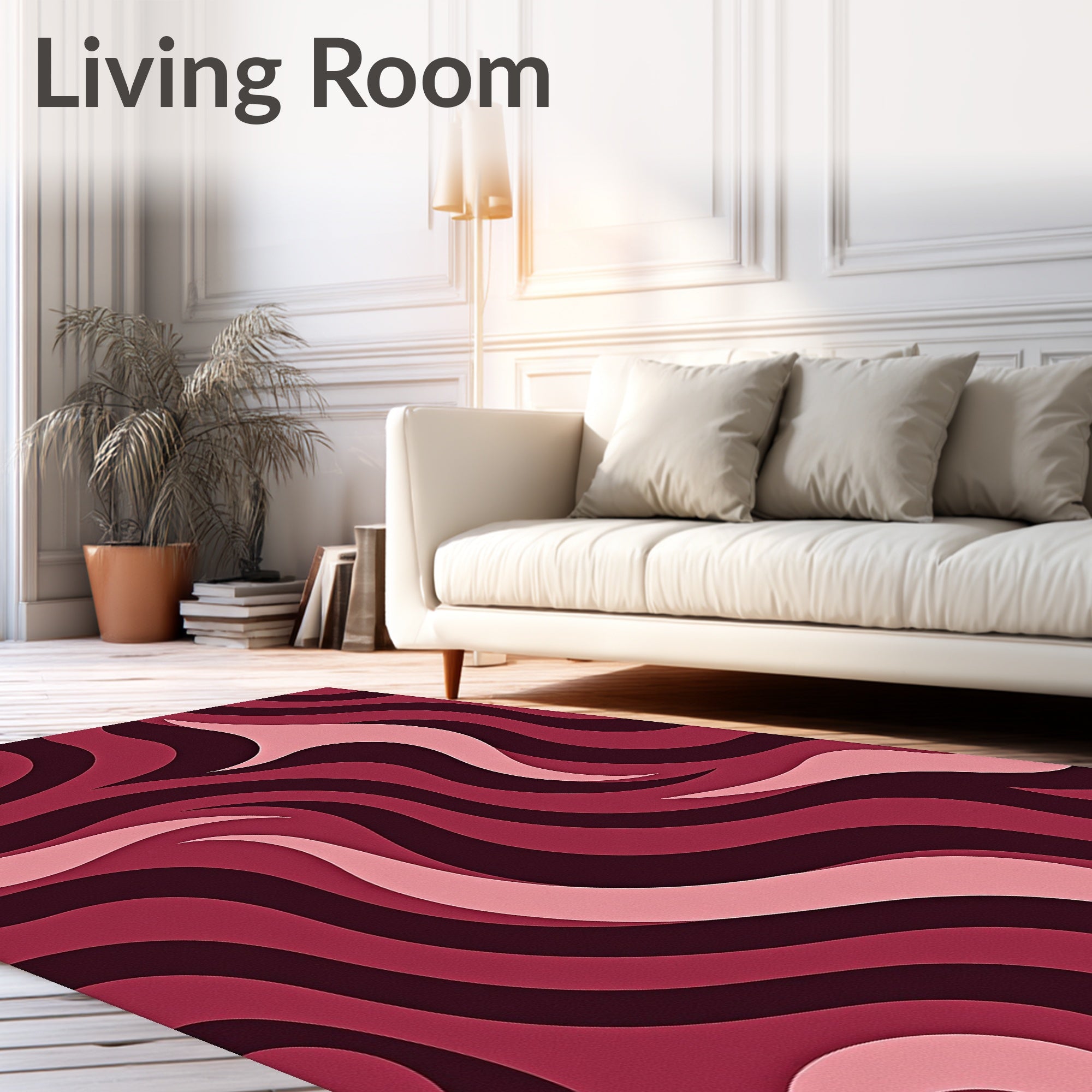 Crimson Swirl Layered Pattern Rug