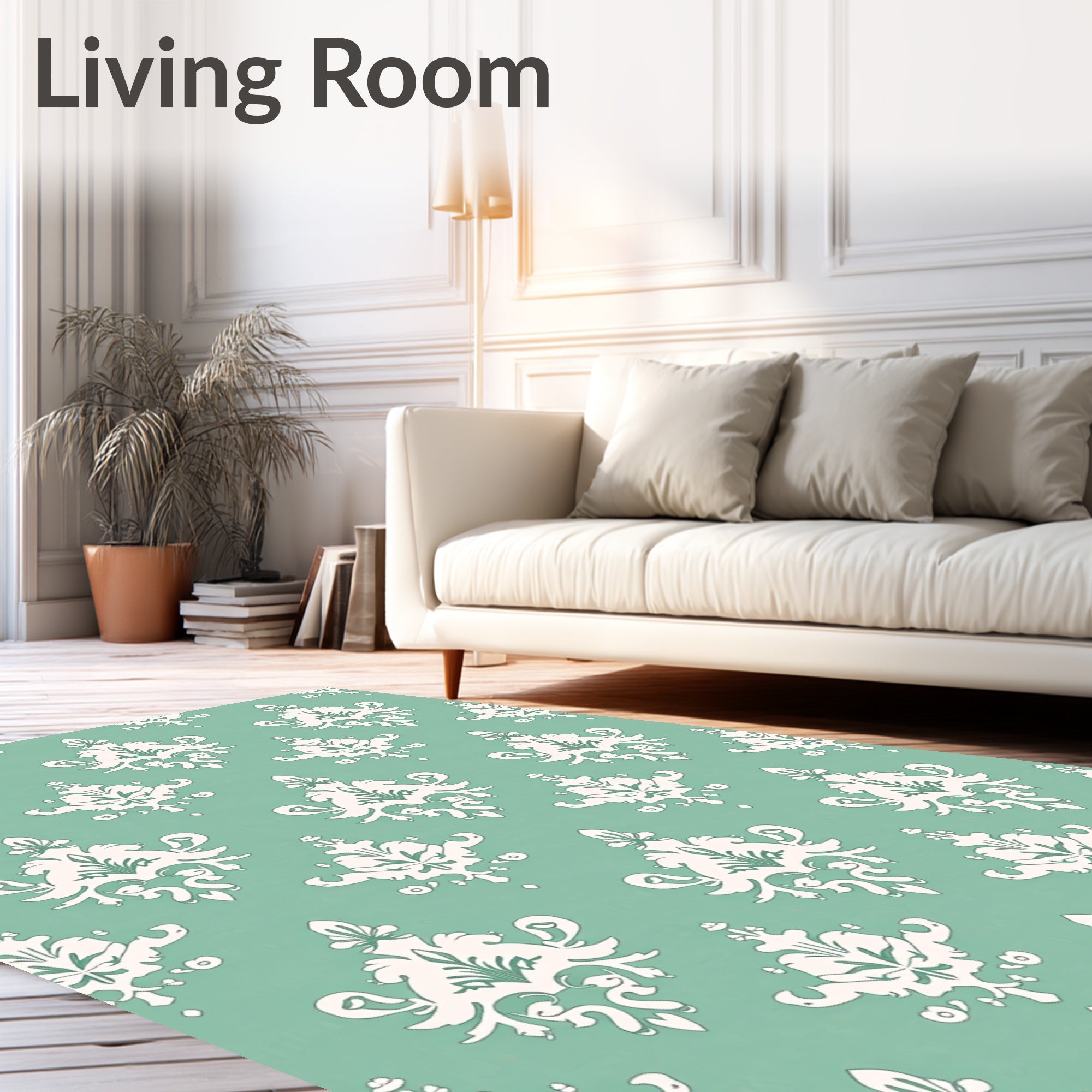 Elegant Pastel Damask Pattern Rug