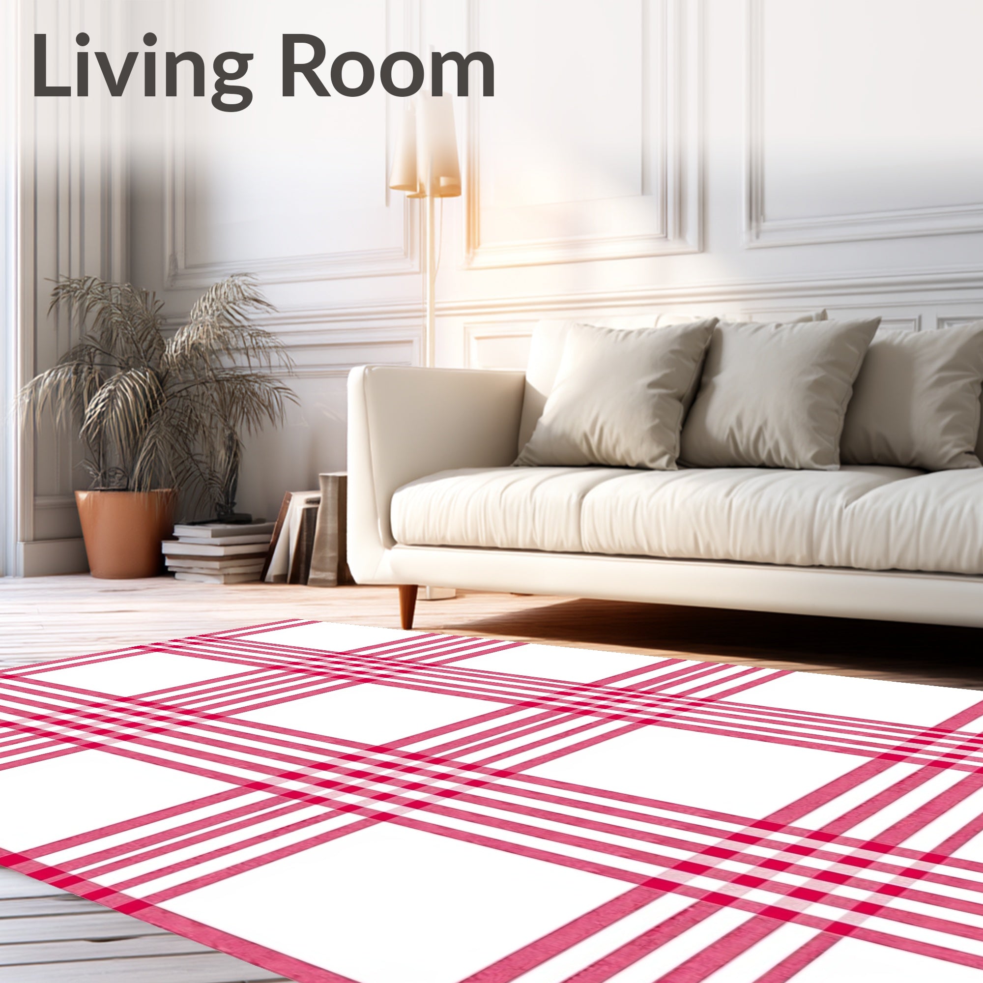 Classic Red Plaid Stripe Design Rug