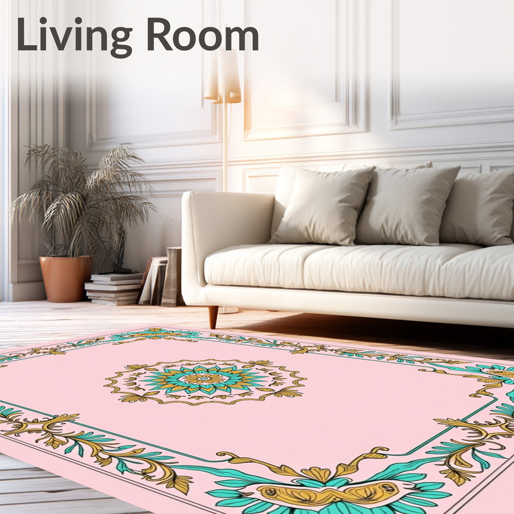 Floral Mandala Border Design Rug