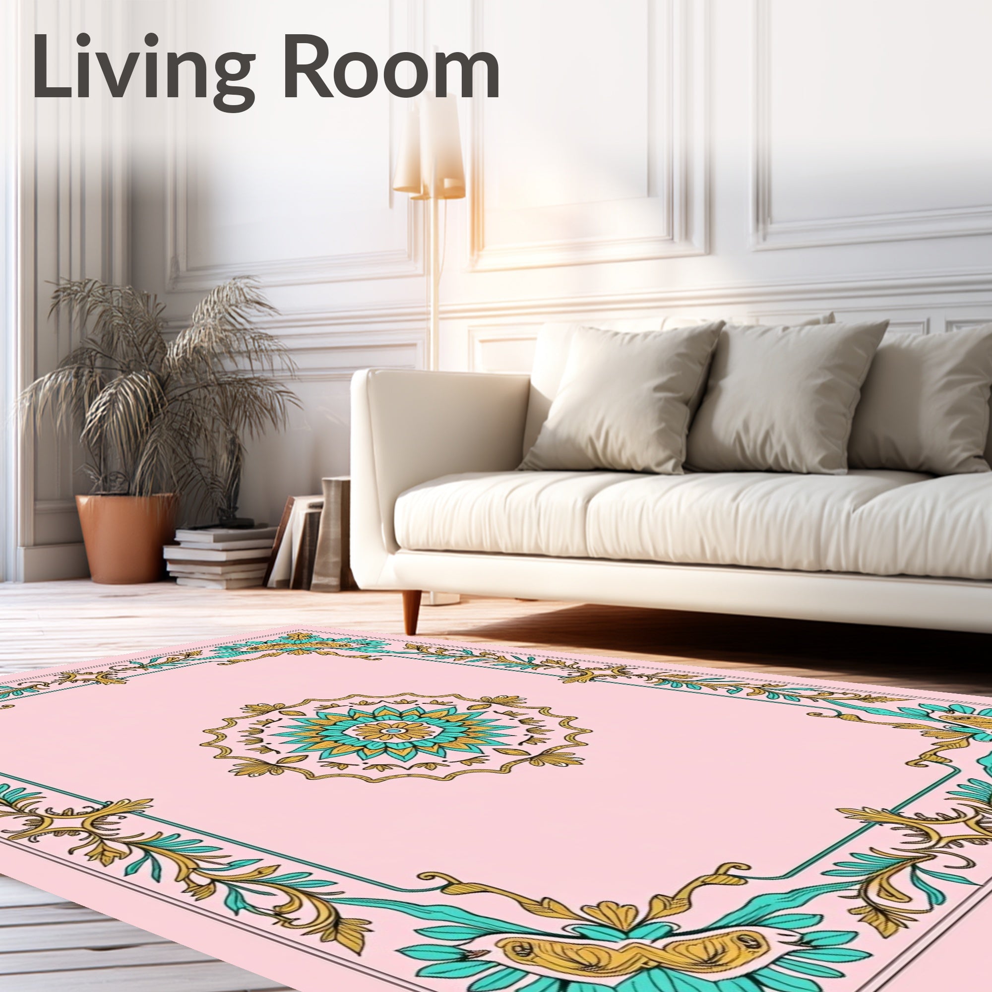 Floral Mandala Border Design Rug