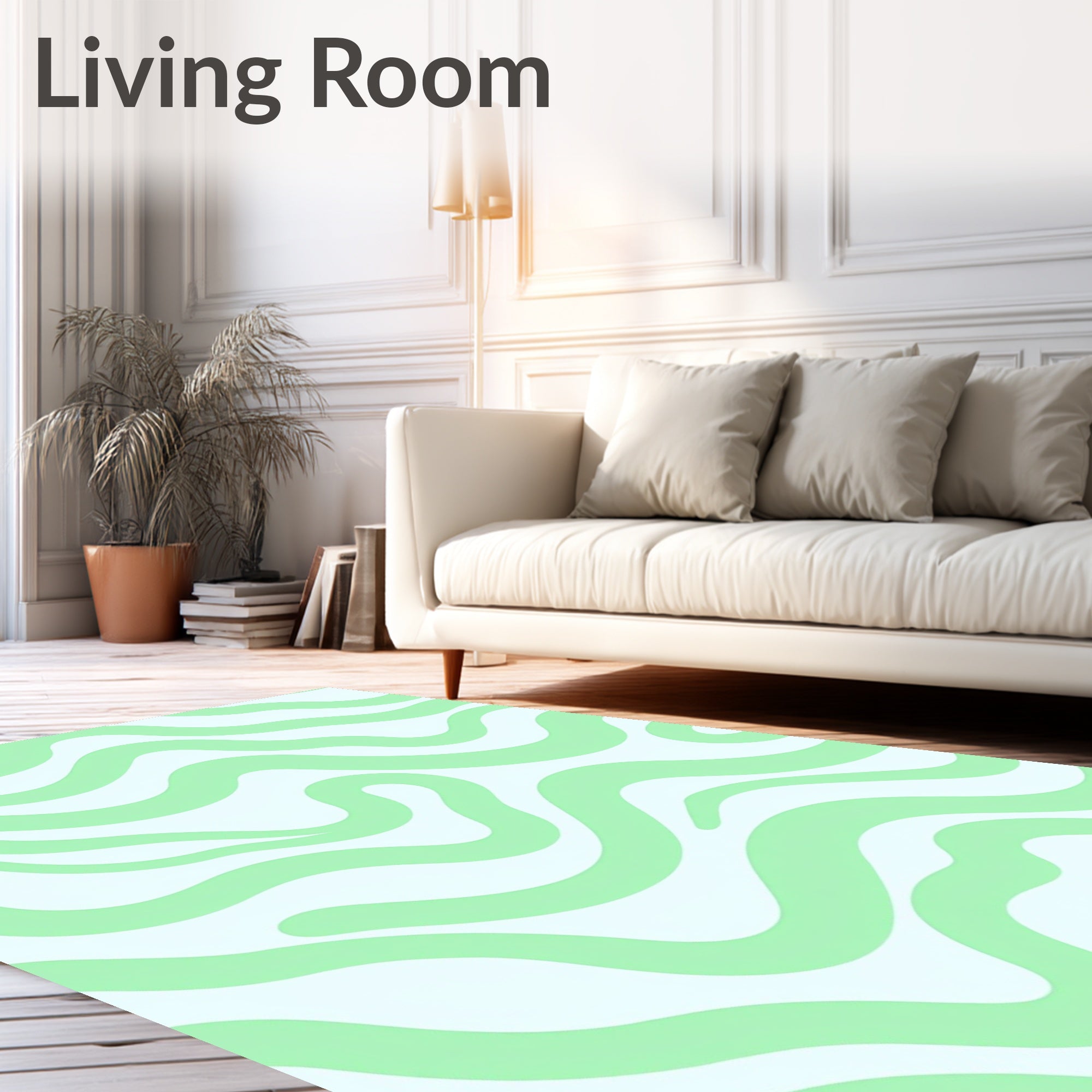 Pastel Green Wavy Flow Rug