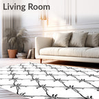 Classic Vine Lattice Hand Drawn Pattern Rug