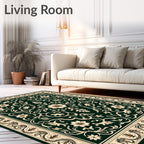 Vintage Floral Swirls Cream Green Rug