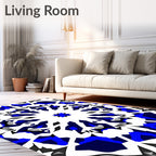 Bold Blue Geometric Mandala Design Rug