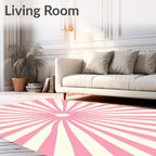 Pink and Cream Sunburst Pattern Rug