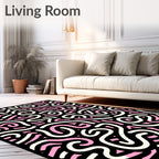 Pink White Swirl Abstract Pattern Rug