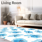 Blue Floral Abstract Pattern Style Rug