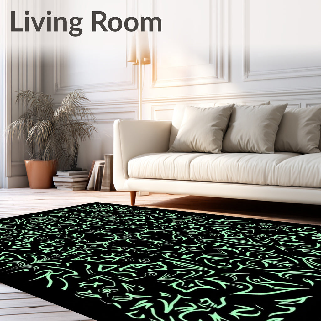 Abstract Swirling Light Green Pattern Rug
