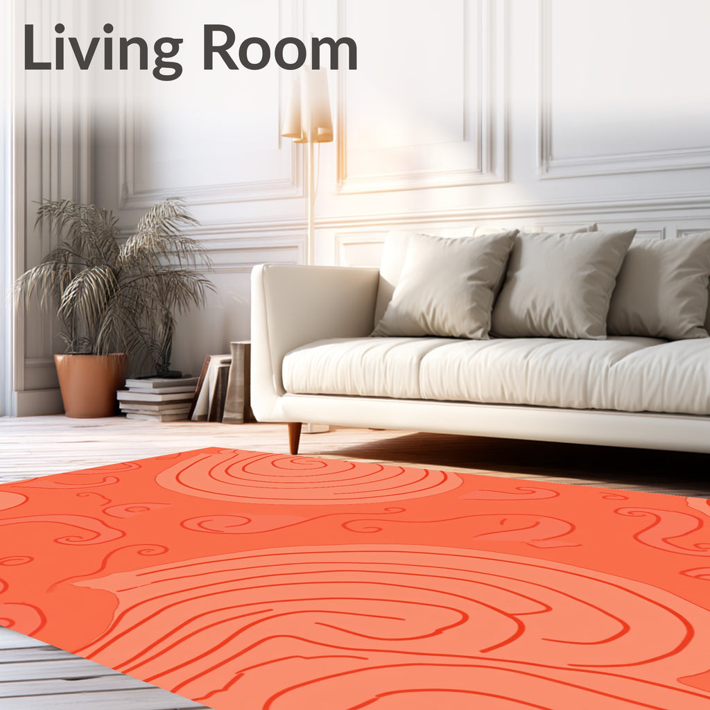 Coral Swirl Abstract Pattern Art Rug
