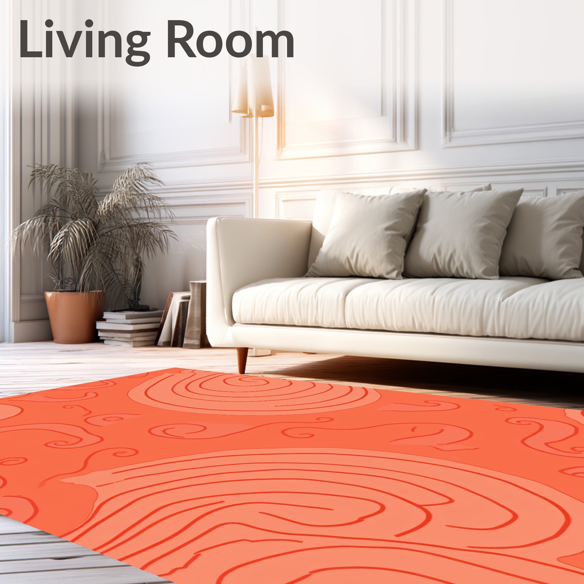 Coral Swirl Abstract Pattern Art Rug