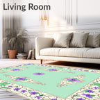 Elegant Purple Floral Border Design Rug