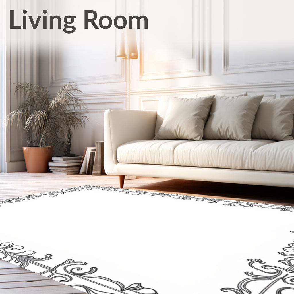 Elegant Floral Scrollwork Frame Design Rug