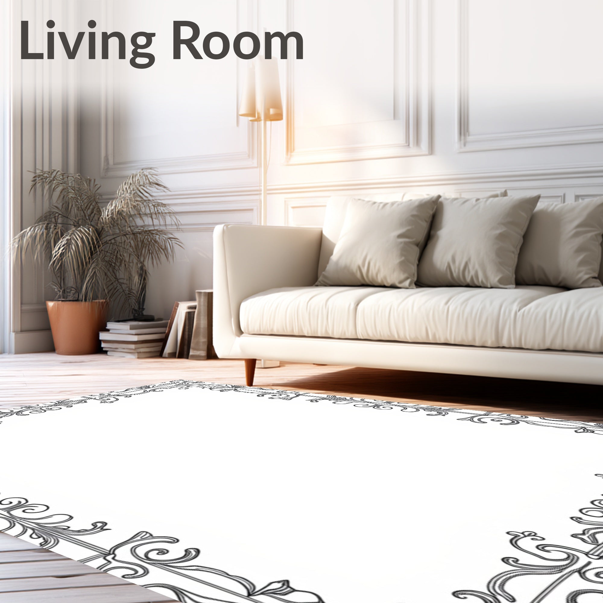 Elegant Floral Scrollwork Frame Design Rug