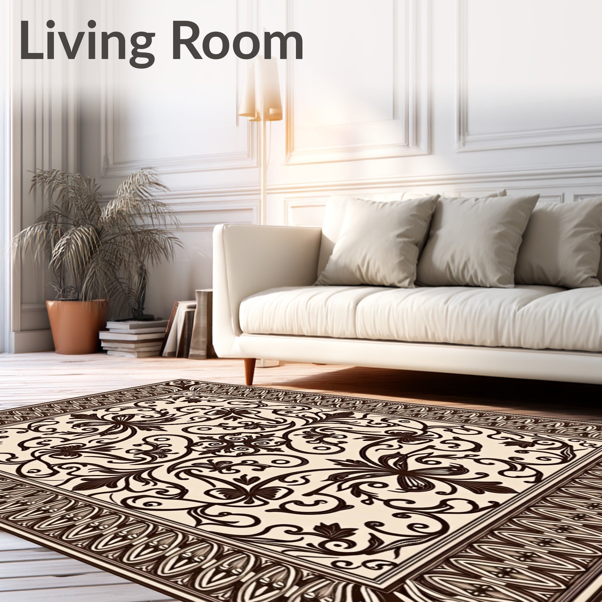Elegant Floral Swirl Pattern Rug