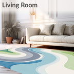 Abstract Wavy Blue Green Flow Rug