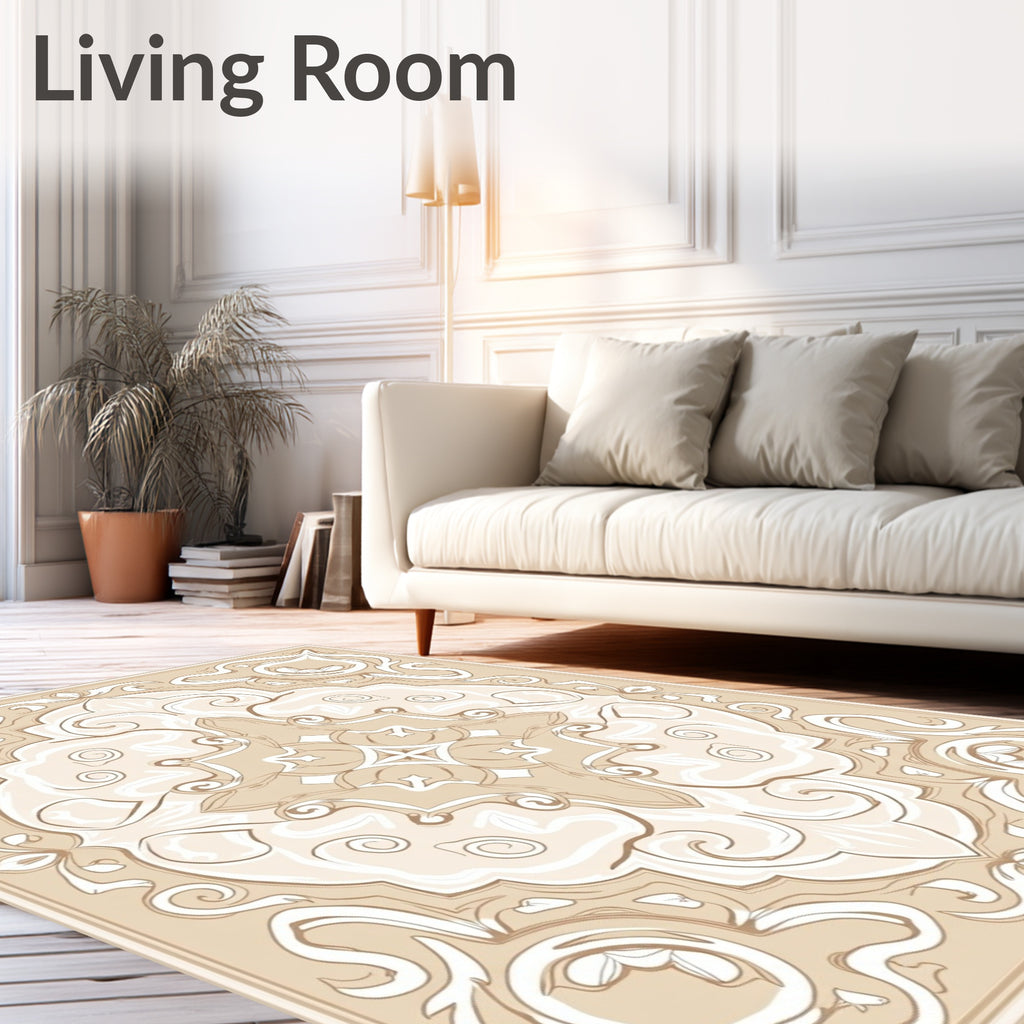 Vintage Swirl Beige Ornamental Design Rug