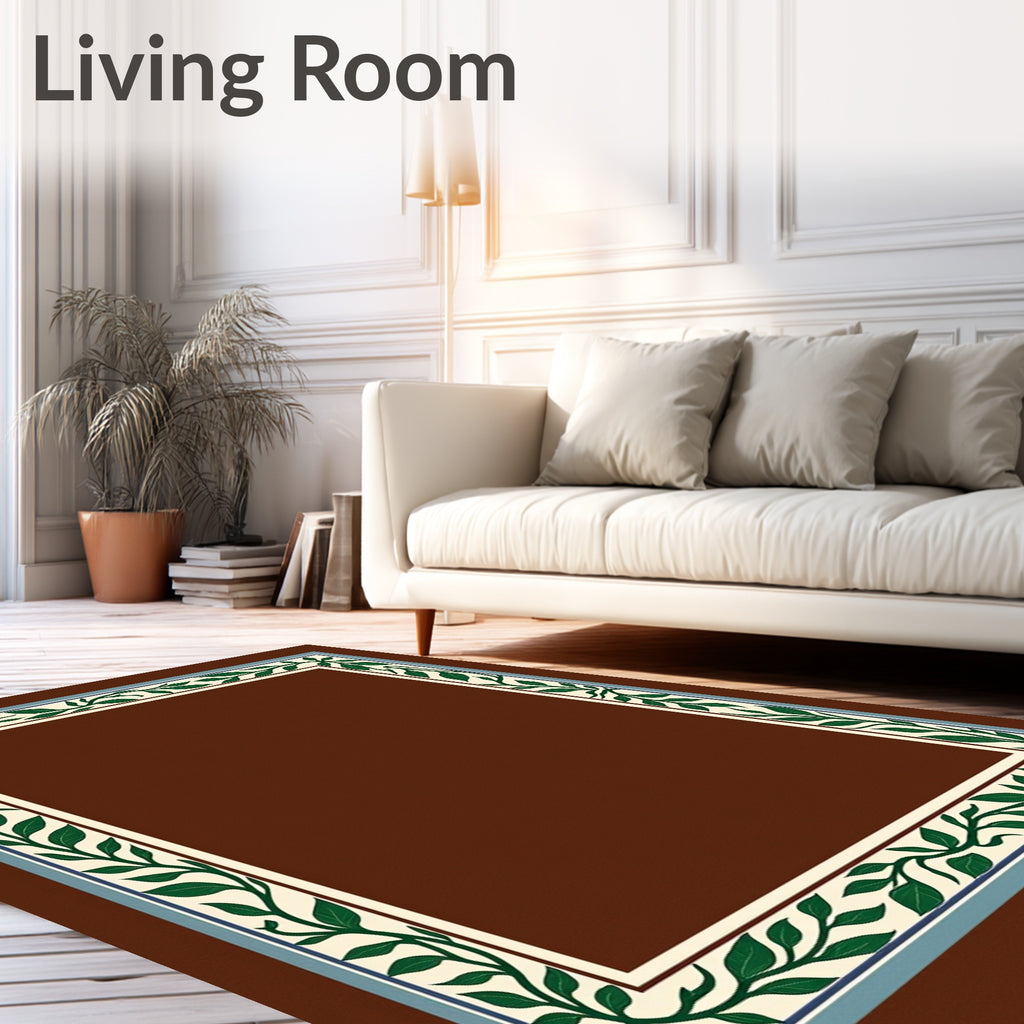 Green Leaf Vine Border Design Rug
