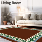Green Leaf Vine Border Design Rug