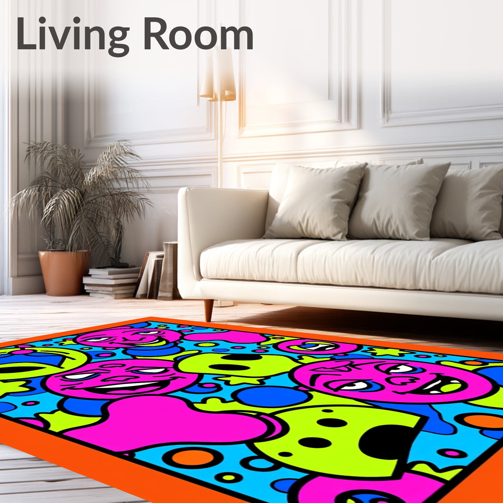 Vibrant Cartoon Character Collage Rug
