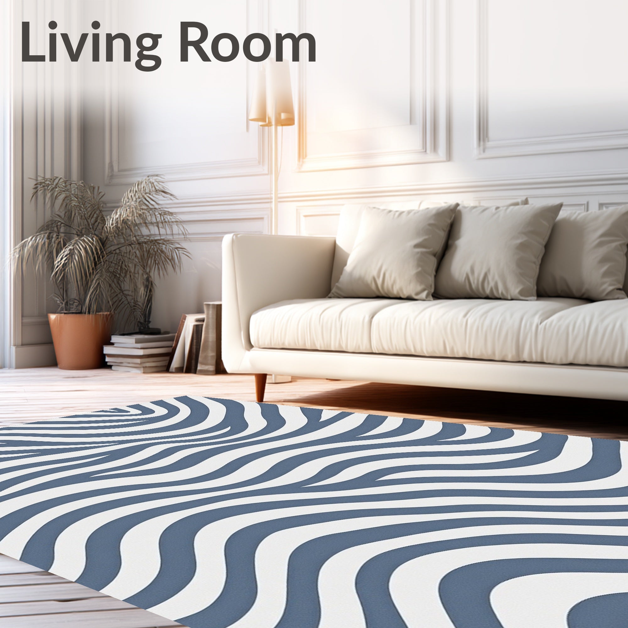 Abstract Blue White Zebra Stripes Rug