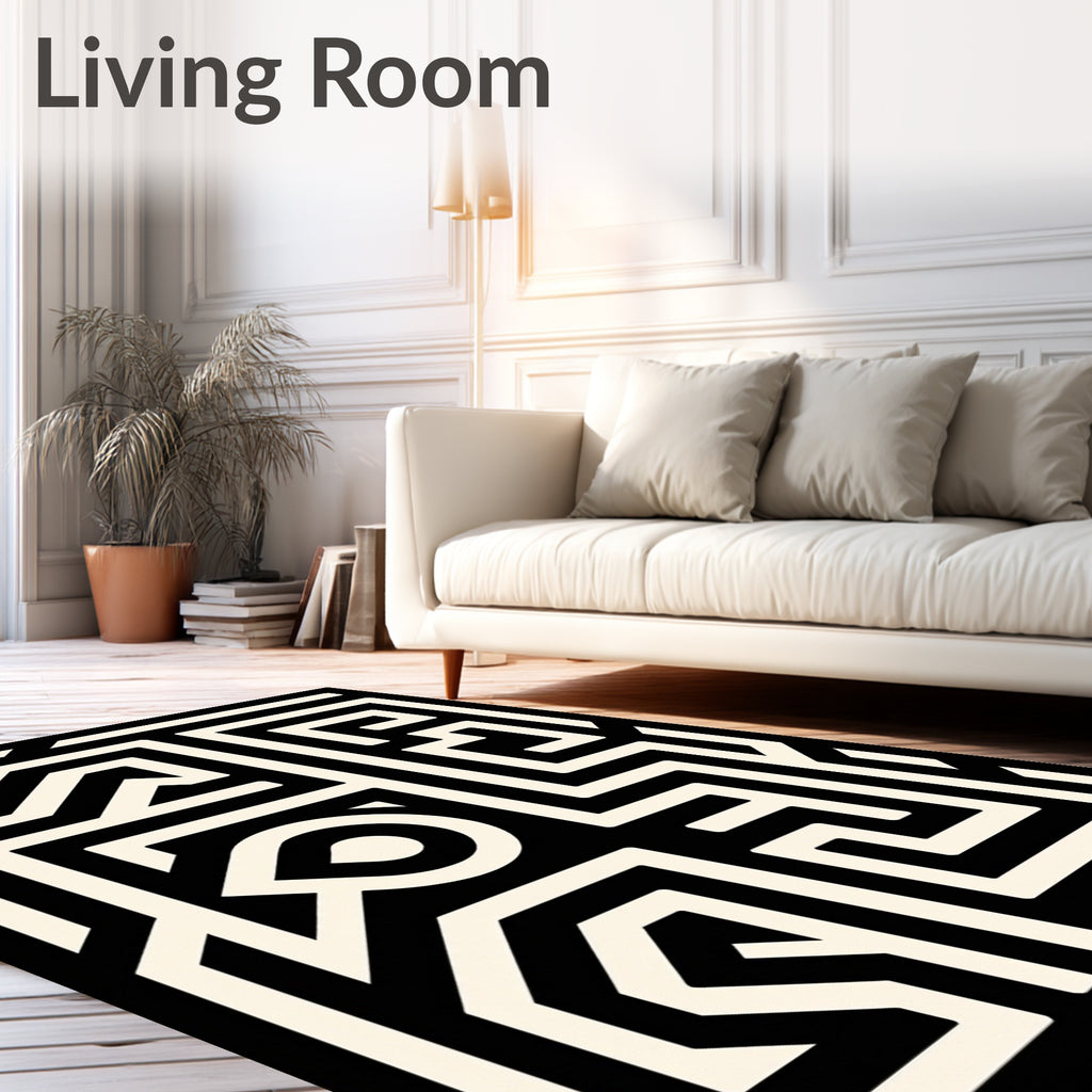 Abstract Geometric Maze Design Rug