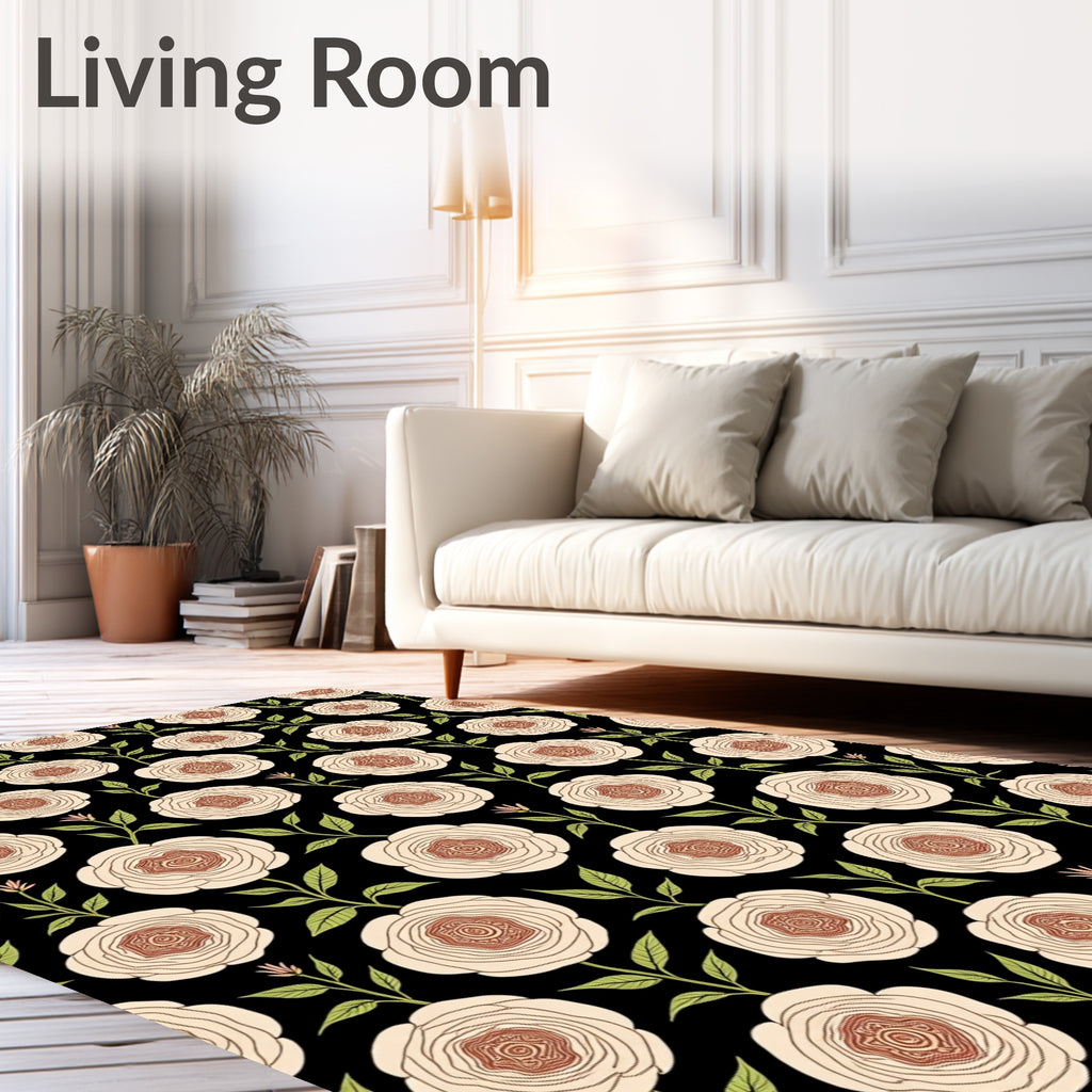 Classic Floral Pattern With Rose Designs Rug