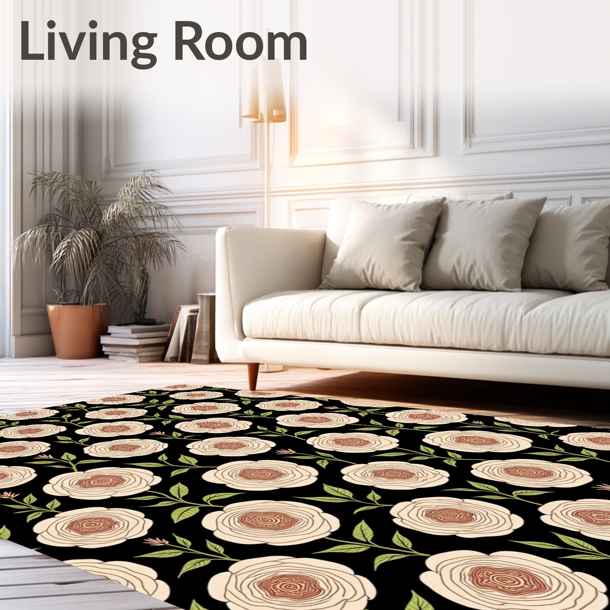 Classic Floral Pattern With Rose Designs Rug