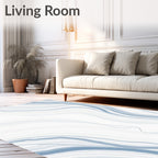 Abstract Blue White Flowing Lines Rug
