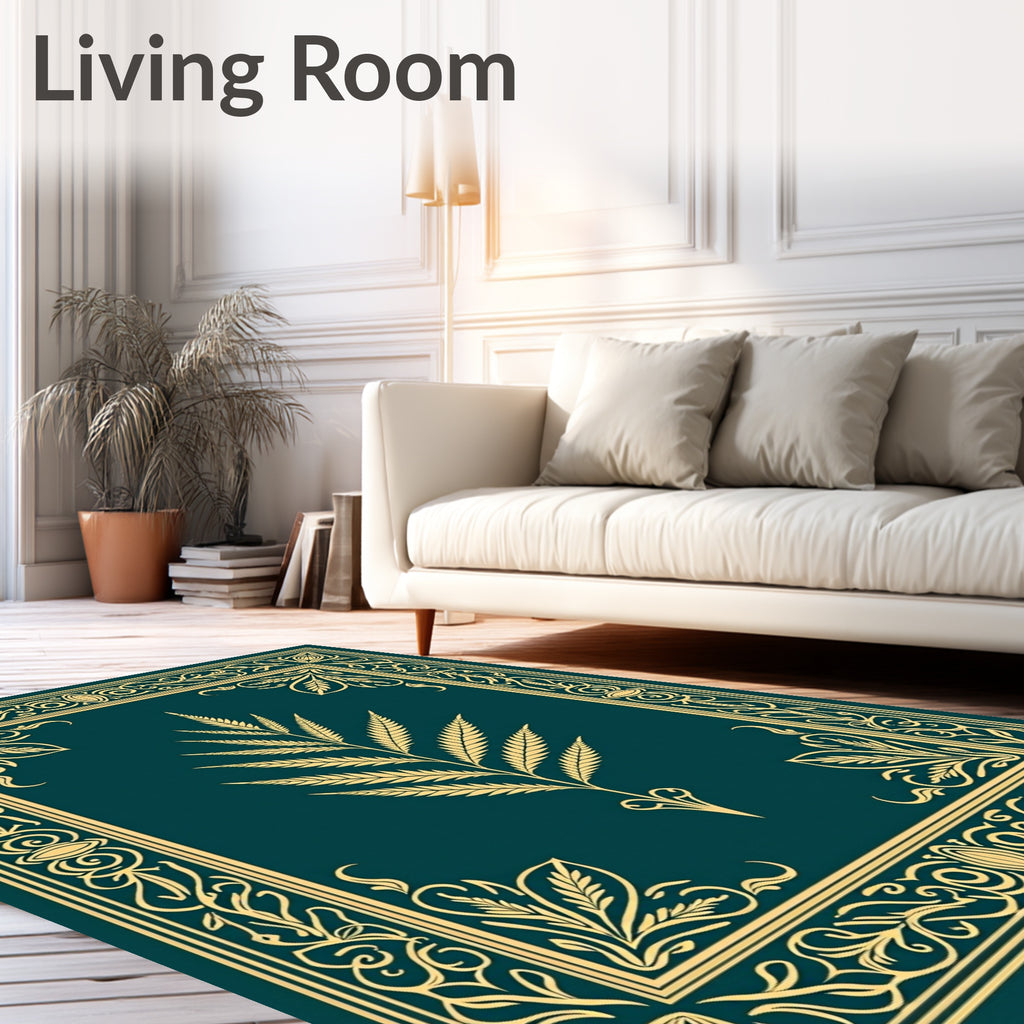 Ornate Botanical Emerald Ivory Rug