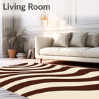 Bold Cream Brown Swirl Pattern Rug