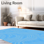 Abstract Blue White Swirl Pattern Rug