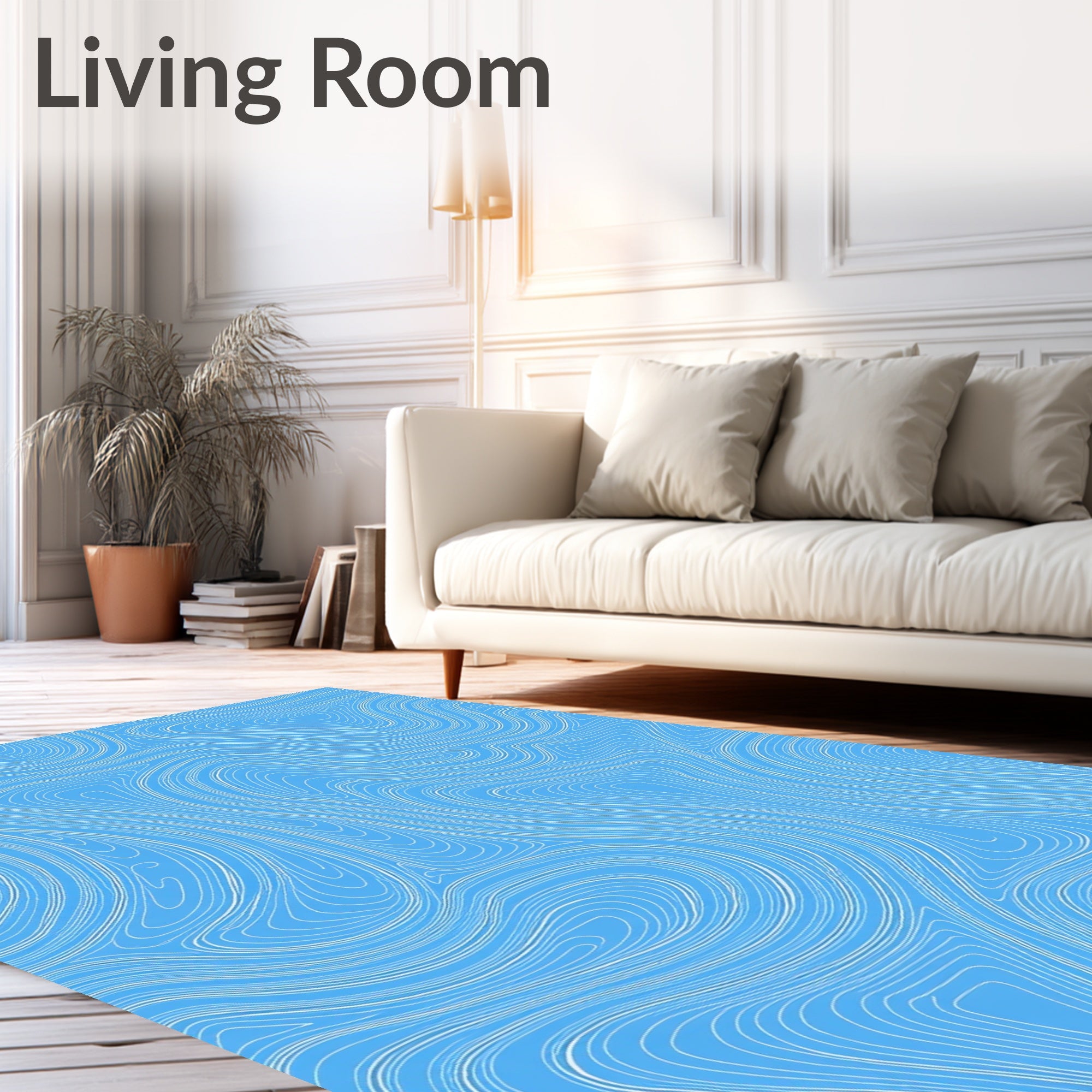 Abstract Blue White Swirl Pattern Rug