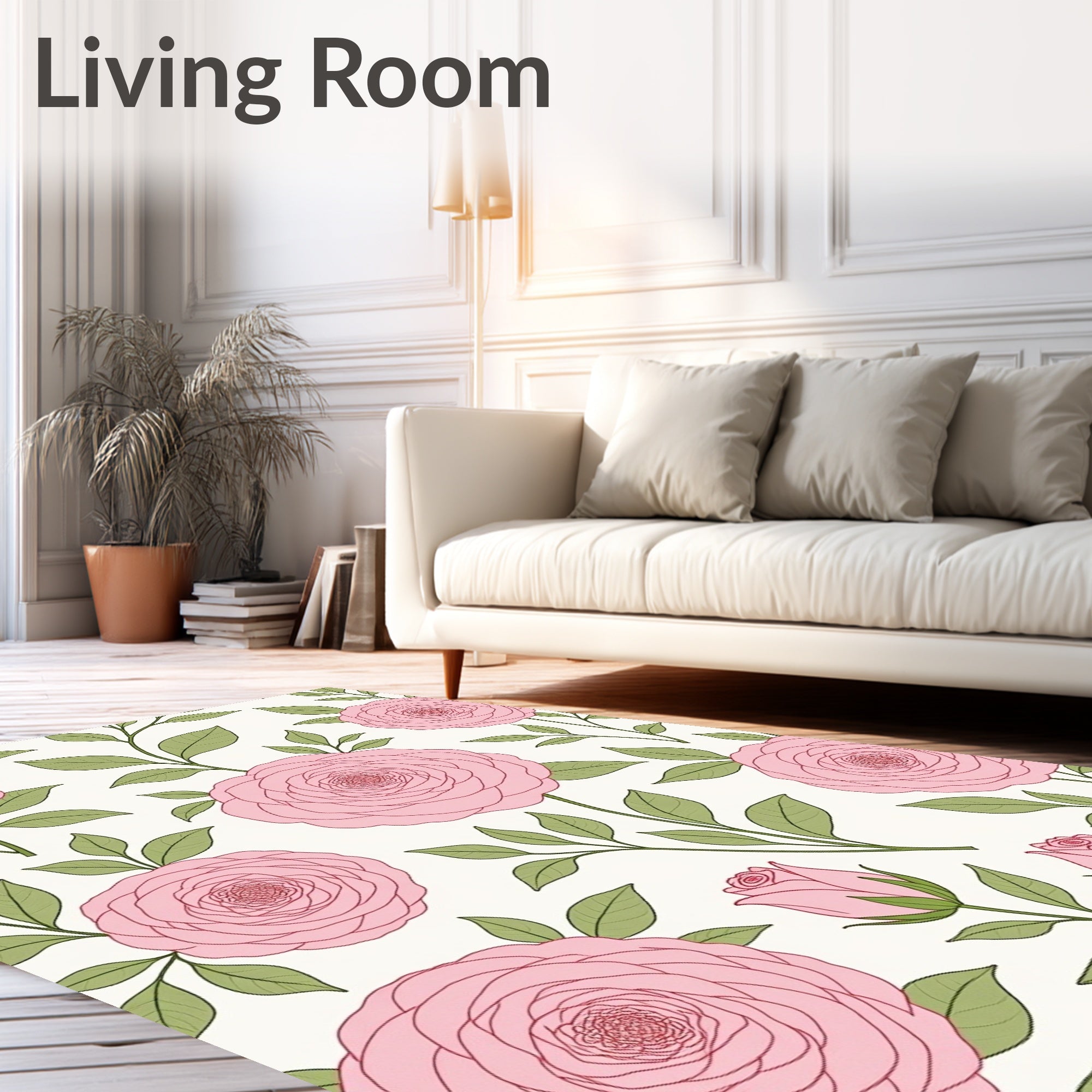 Pink Floral Garden Pattern Rug