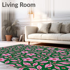 Pink Blossom With Green Foliage Rug