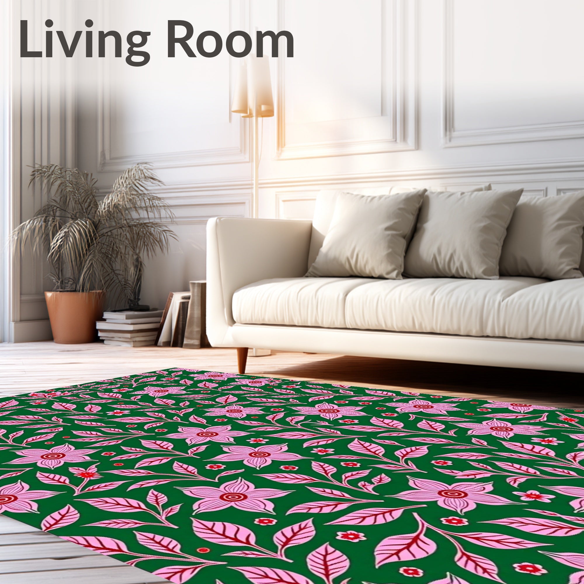 Pink Blossom With Green Foliage Rug