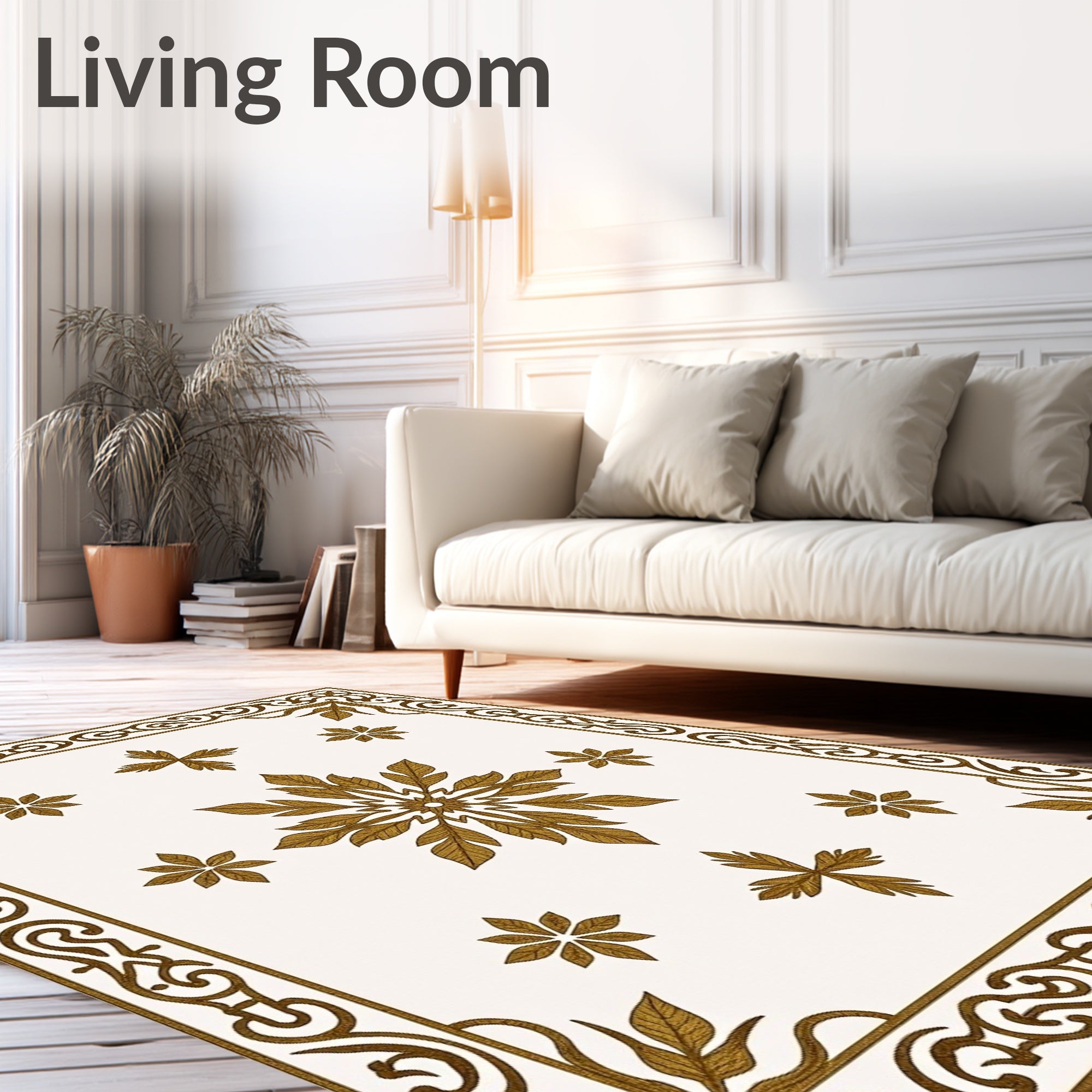 Ornamental Floral Leaf Medallion Rug