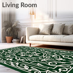 Emerald White Intricate Floral Pattern Rug