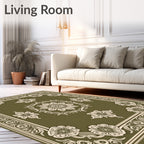 Classic Floral Bordered Intricate Design Rug