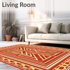 Geometric Art Deco Style Red Rug