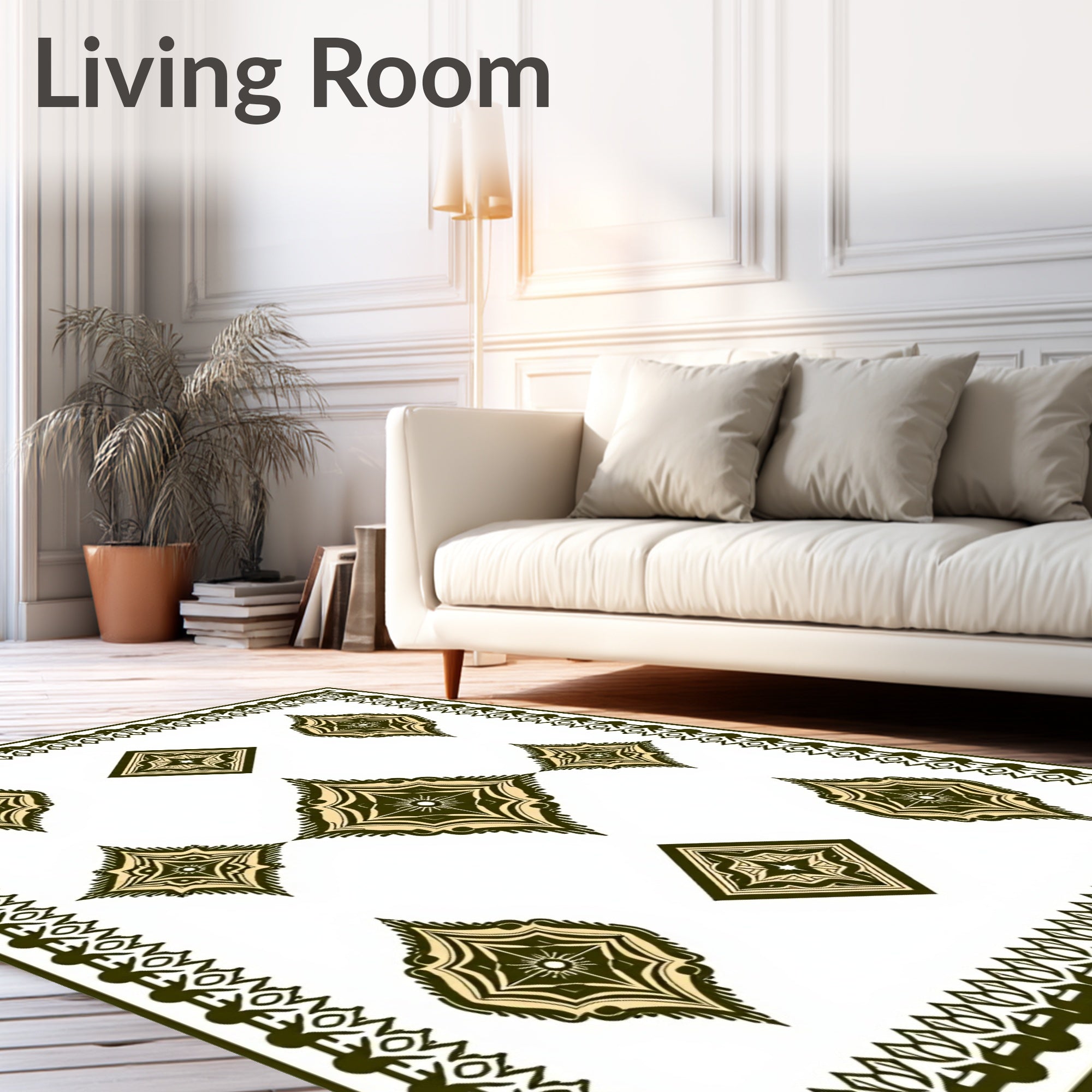 Ornate Diamond Pattern With Border Rug