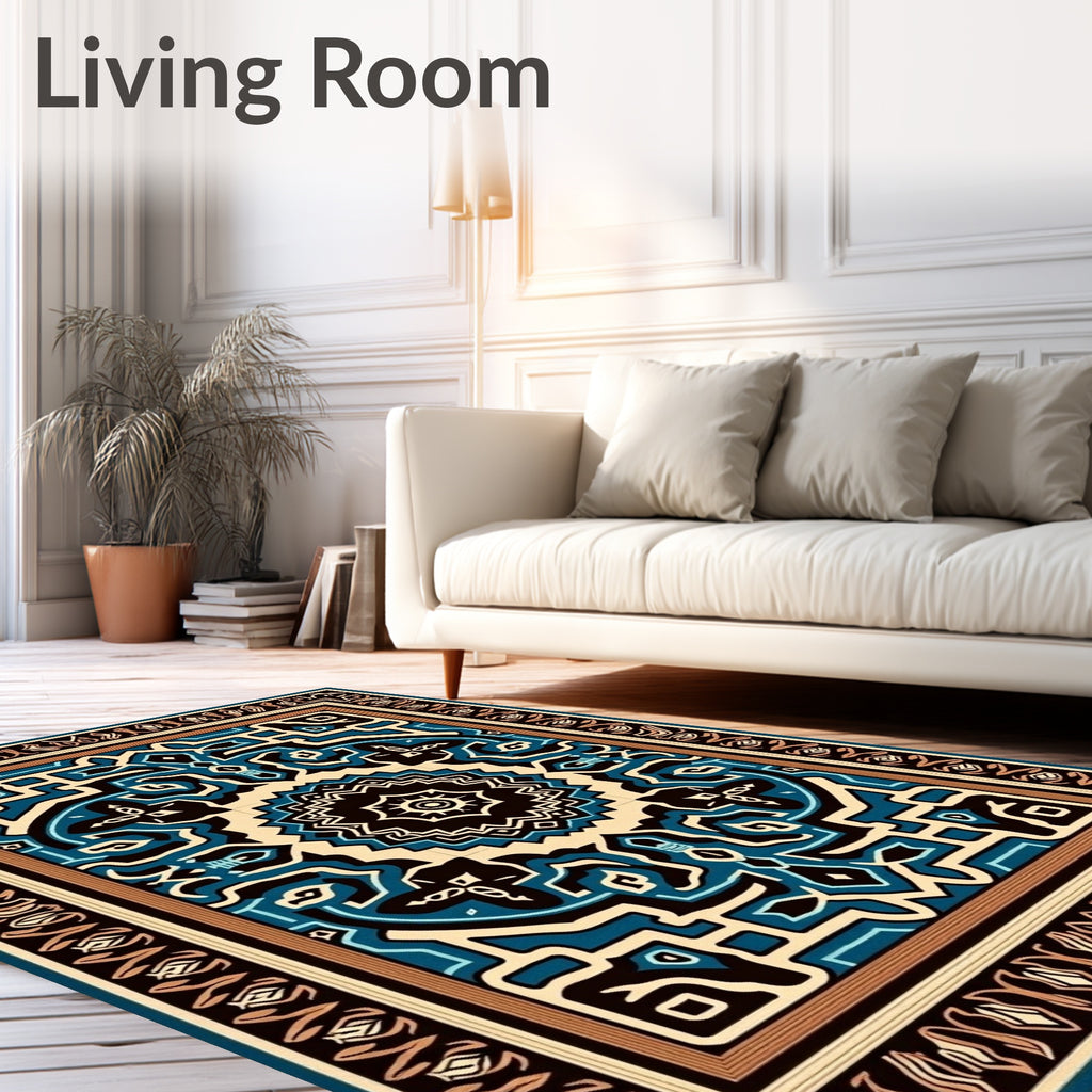 Intricate Geometric Medallion Print Rug