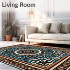 Intricate Geometric Medallion Print Rug