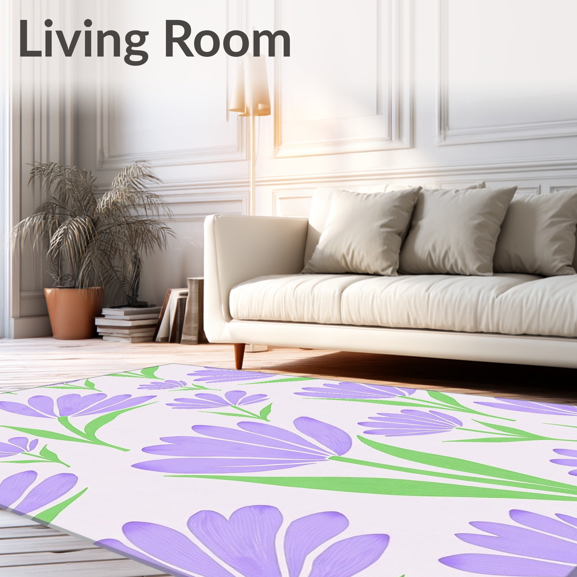 Lavender Floral Pattern Rug