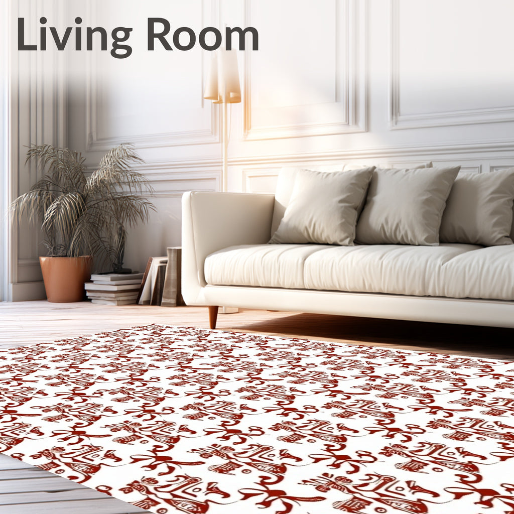 Abstract Figure And Floral Pattern Rug
