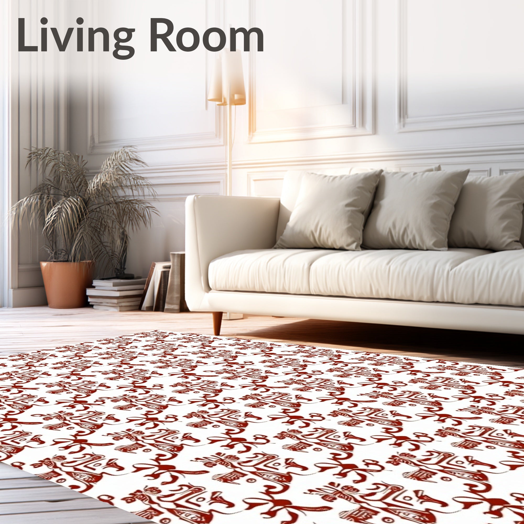 Abstract Figure And Floral Pattern Rug