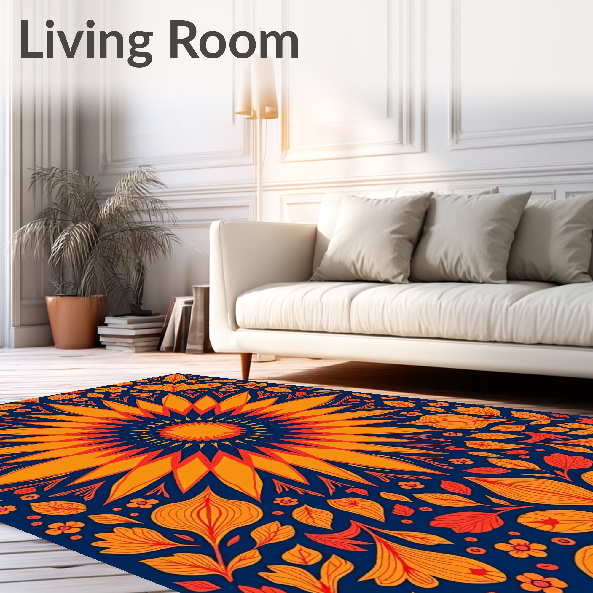 Vibrant Sunburst Floral Pattern Rug