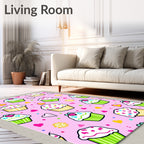 Sweet Cupcake Heart Pattern Design Rug