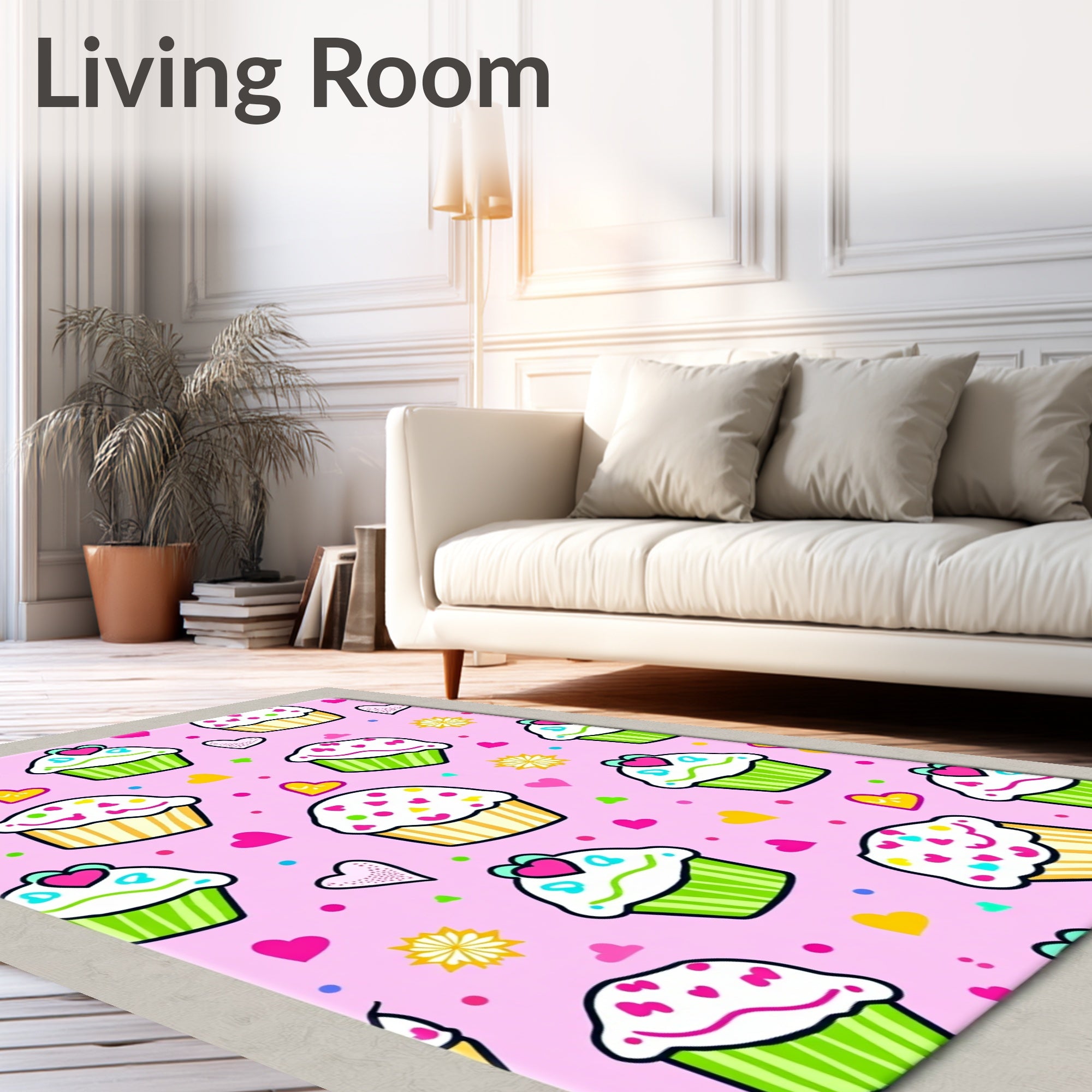 Sweet Cupcake Heart Pattern Design Rug