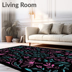 Artistic Dragonfly Leaf Pattern Rug